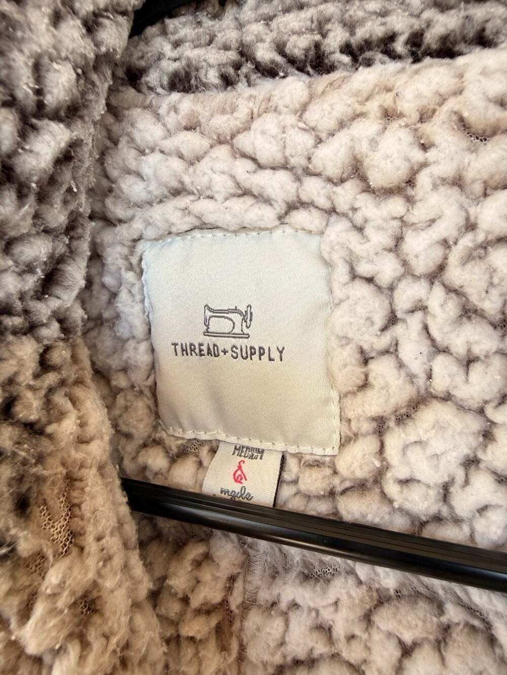 Thread & Supply Sherpa Vest, Cream Faux Shearling, Women's Size Medium - Picture 3 of 4